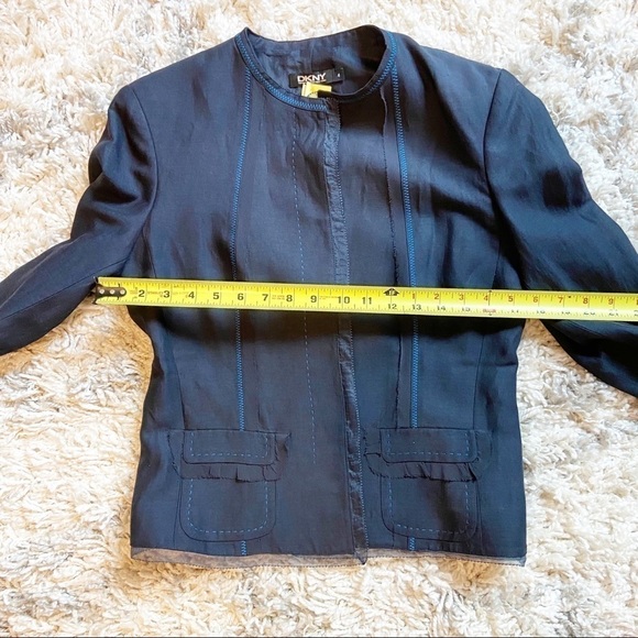 DKNY/Donna Karan Blue 100% Silk Panel Suit Jacket - Picture 11 of 12